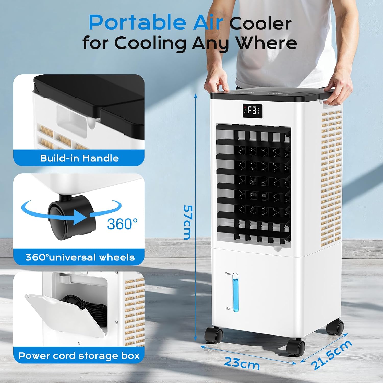 Raffreddatore d'Aria 4 in 1 Senza Tubo — Silenzioso, 60W con Telecomando