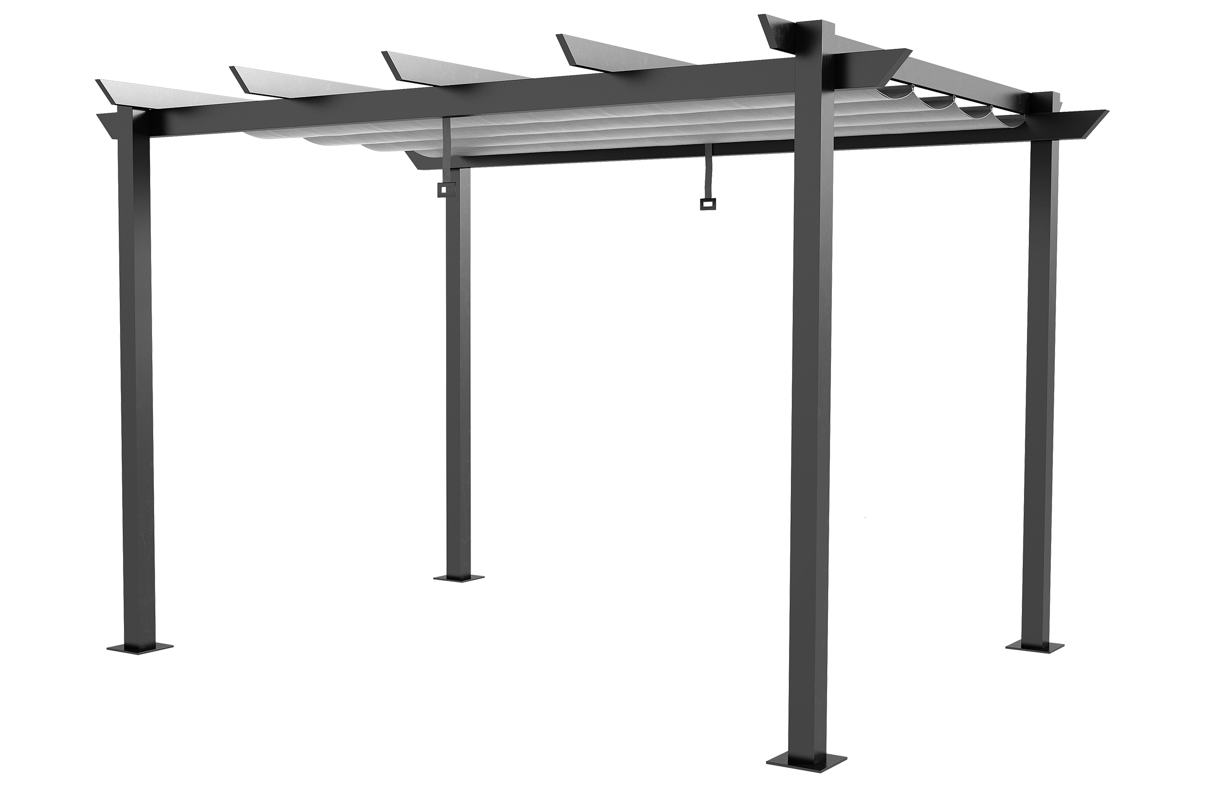Pergola in alluminio antracite Omega NATERIAL 2,8x4m con copertura scorrevole