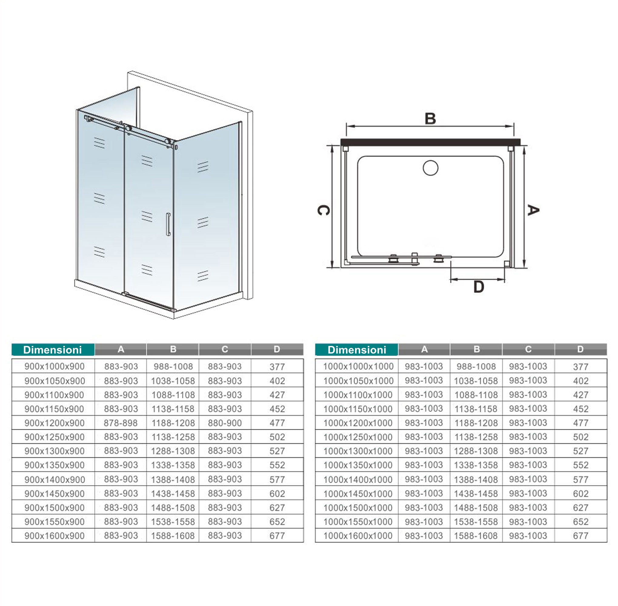 Box doccia a tre lati scorrevole 120x80x80 cm in vetro temperato anticalcare con telaio cromato, h 195 cm