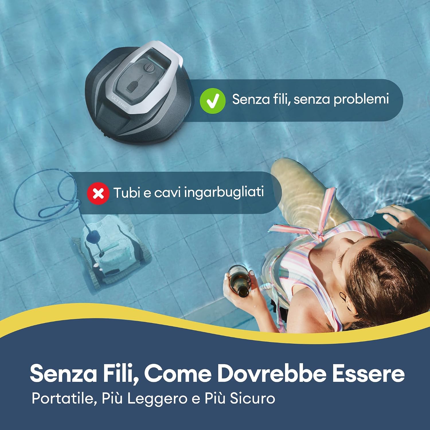 Ultenic Pooleco P10S – Robot Piscina Senza Fili con App e Controllo Remoto