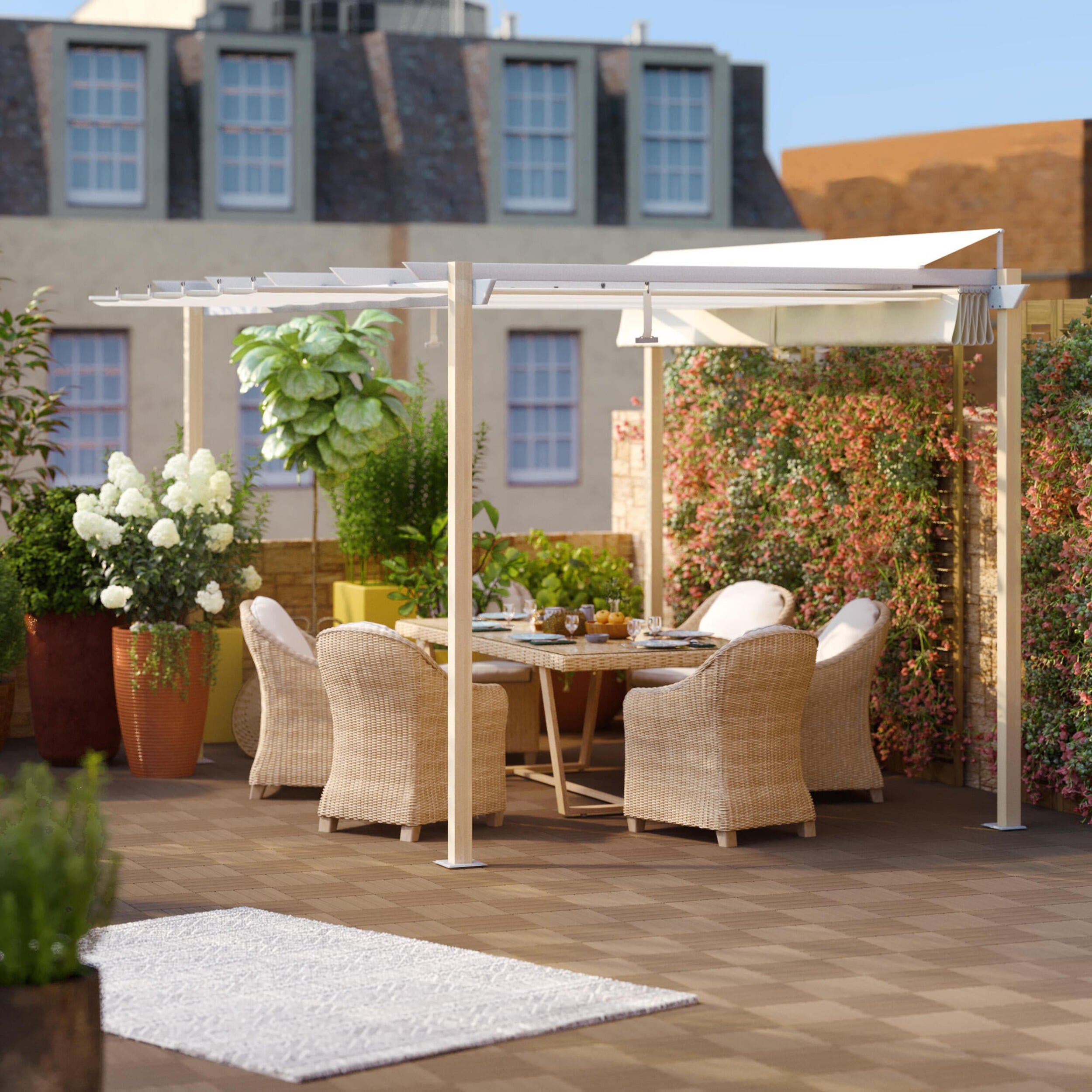 Pergola Autoportante in Alluminio Effetto Legno Omega Naterial 3x4m