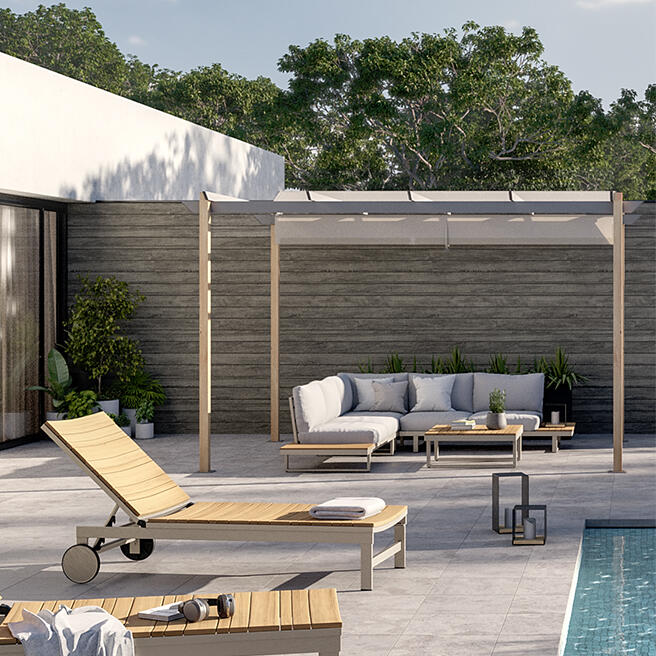 Pergola Autoportante in Alluminio Effetto Legno Omega Naterial 3x4m