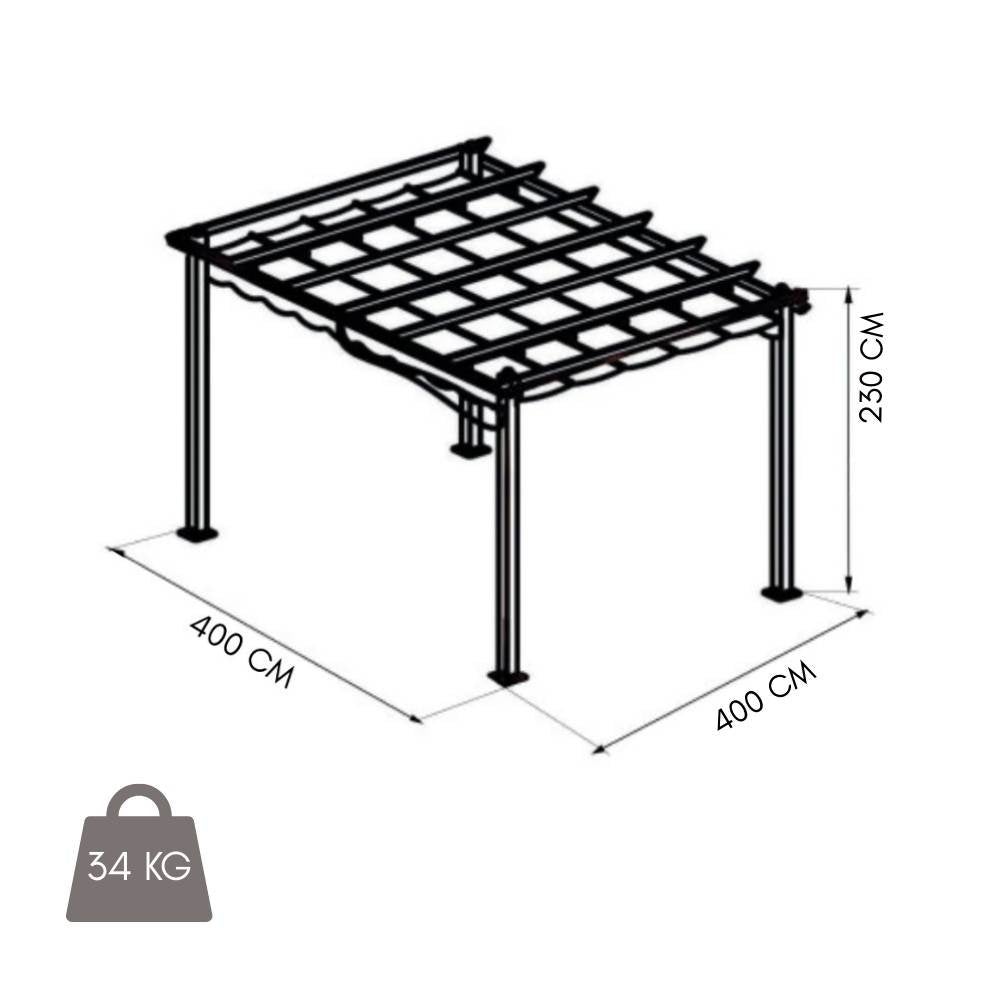 Pergola da Giardino 4x4 con Tetto Retrattile - Struttura in Alluminio Antracite