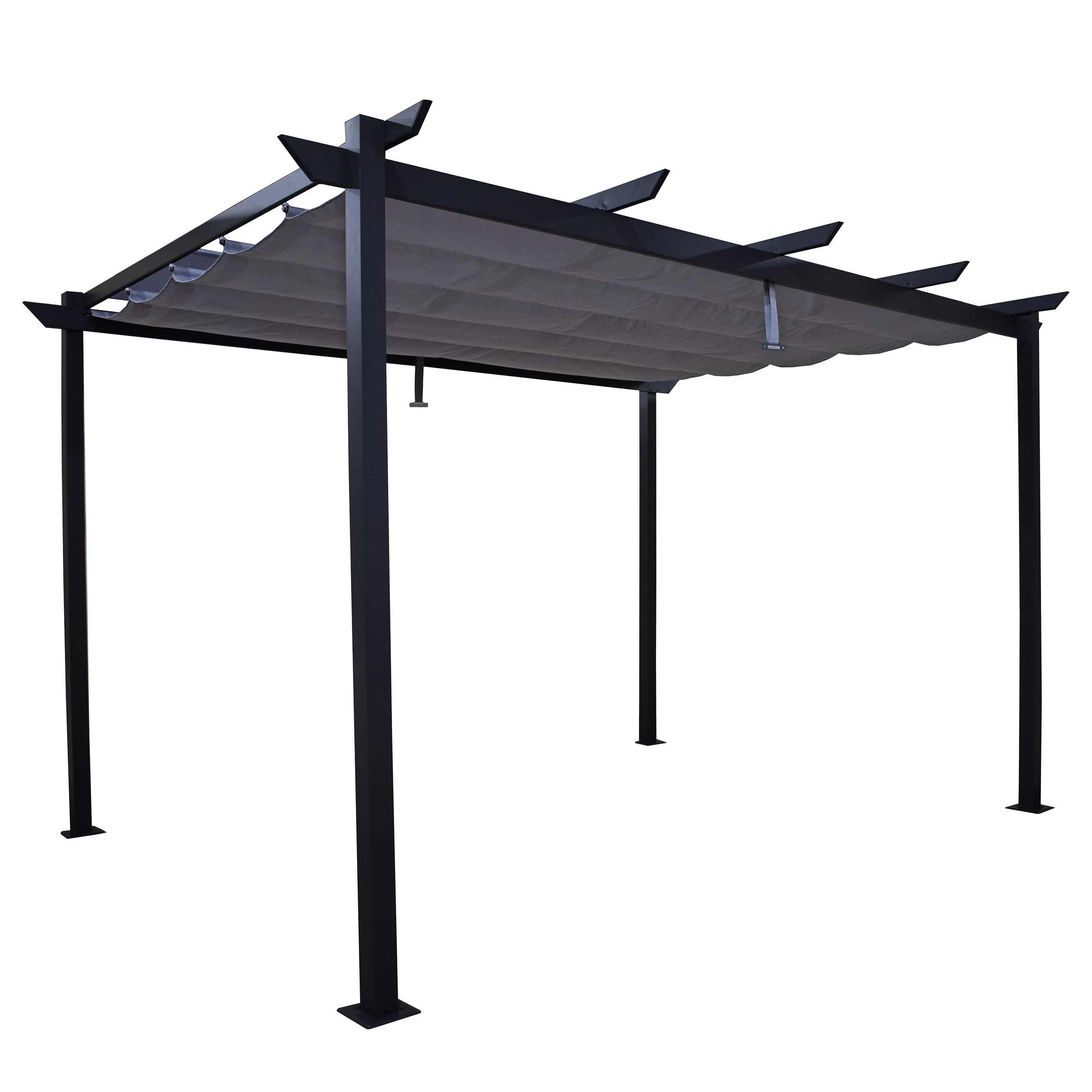 Pergola in alluminio antracite Omega NATERIAL 2,8x4m con copertura scorrevole